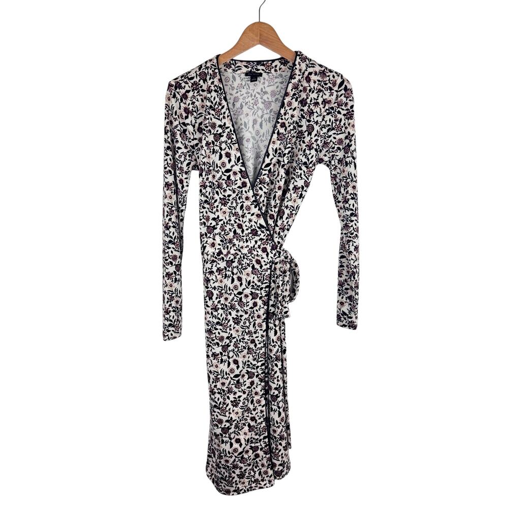 Ann Taylor Black and White Floral Wrap Dress - Picture 2 of 6